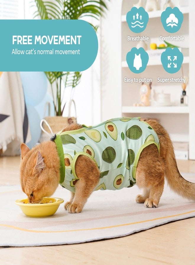Avont Cat Recovery Suit - Kitten Onesie for Cats After Surgery, Cone of Shame Alternative Surgical Spay Suit for Female Cat, Post-Surgery or Skin Diseases Protection -Avocado(S) - Image 3